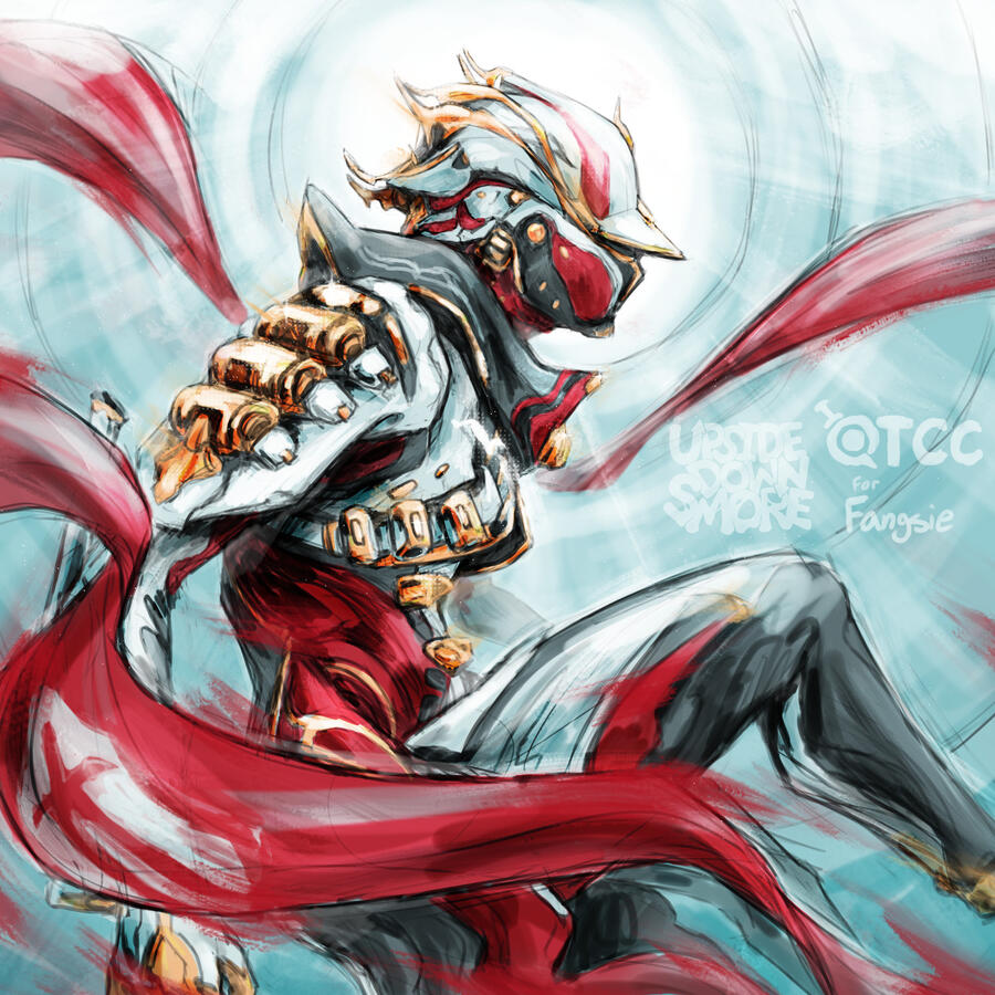 Mesa (Warframe fashion), QTCC Rendererd/Colored sketch comm for Fangsie, November 2025