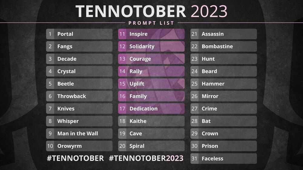 Tennotober 2023 prompt list