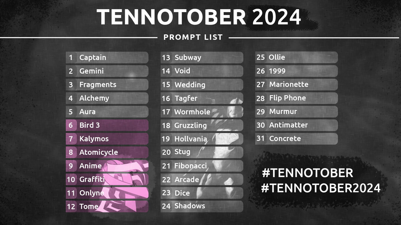 Tennotober 2024 prompt list