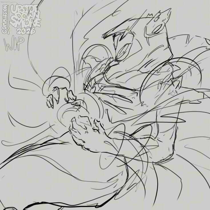 Fangsie Wisp (Warframe) commission - WIP (rough sketch 1 lines)