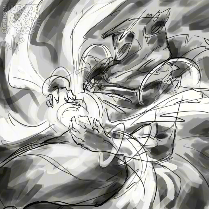 Fangsie Wisp (Warframe) commission - WIP (rough sketch 1)